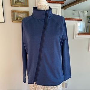 VINEYARD VINES Blue Stripe Asymmetrical Zip Cardigan Fleece Large NWT